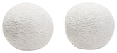 Set of (2) 10" Round Accent Pillows in White Faux Sheepskin By Diamond Sofa